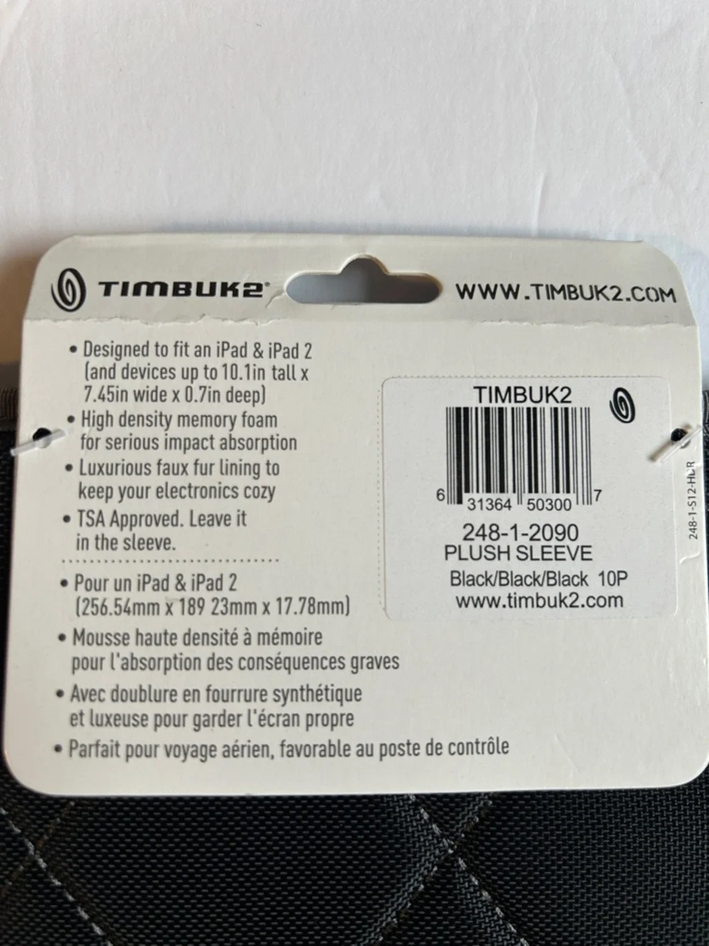 Timbuk2 Black Quilted Plush Tablet Sleeve with Blue Logo